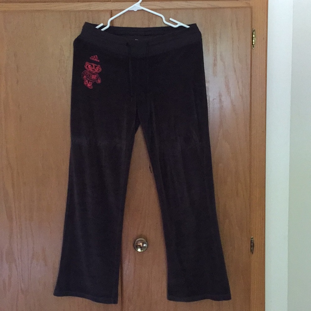 Adidas Wisconsin Badgers Black Velvet Sweatpants